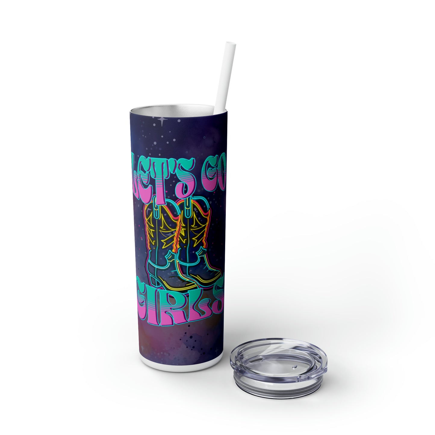 Let's Go Girls Skinny Tumbler with Straw, 20oz - Kim’s Signature Beauty & Accessories    