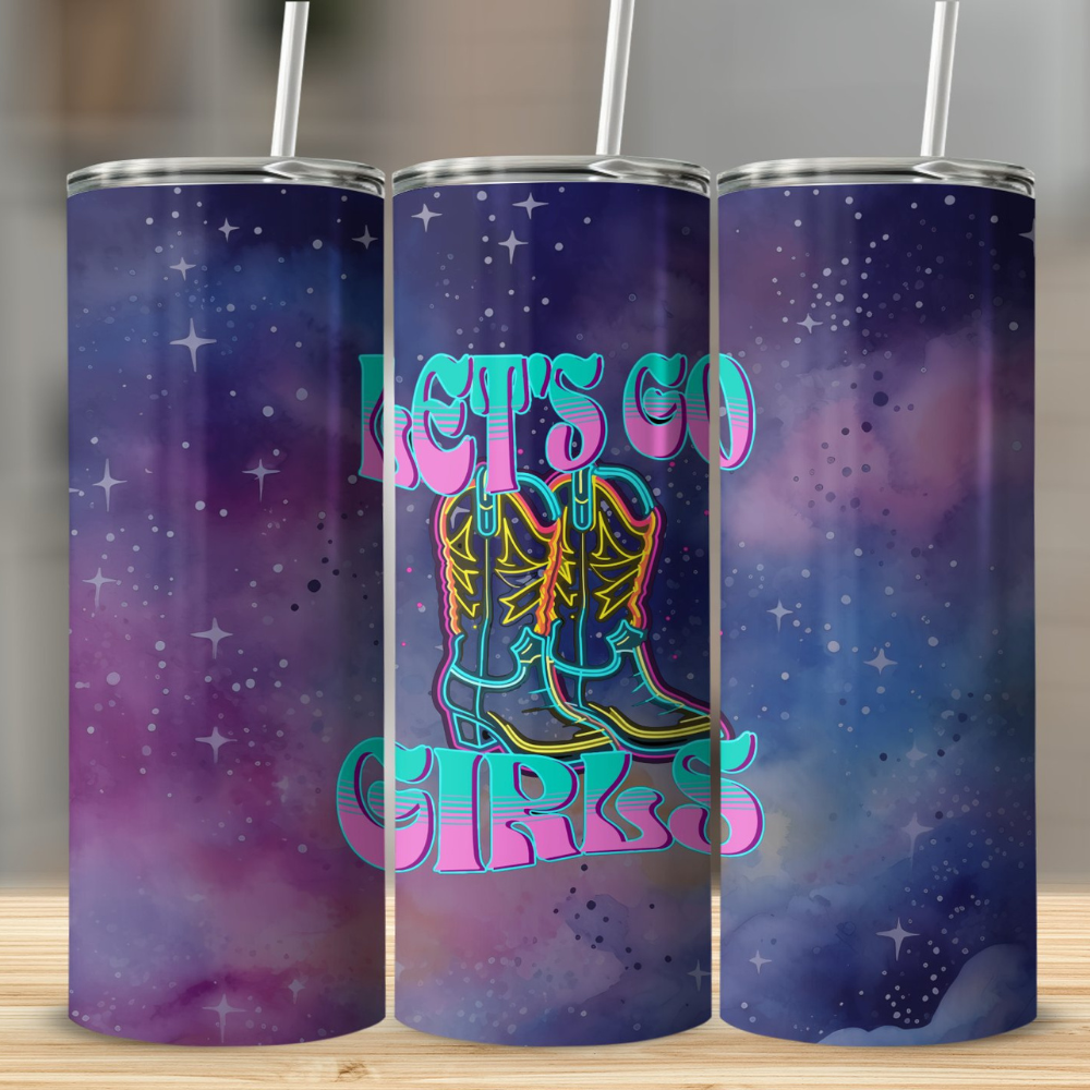 Let's Go Girls Skinny Tumbler with Straw, 20oz - Kim’s Signature Beauty & Accessories    