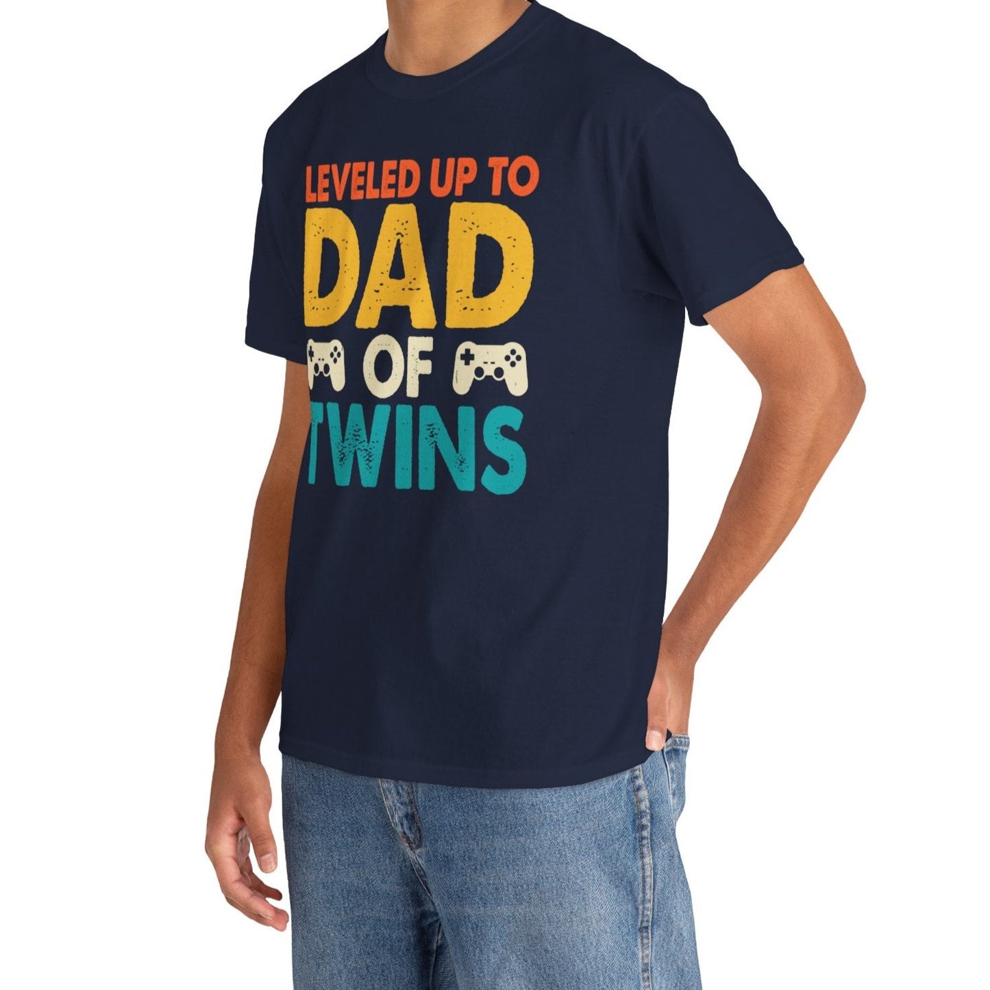 Leveled Up Dad of Twins | Cotton Tee - Kim’s Signature Beauty & Accessories    