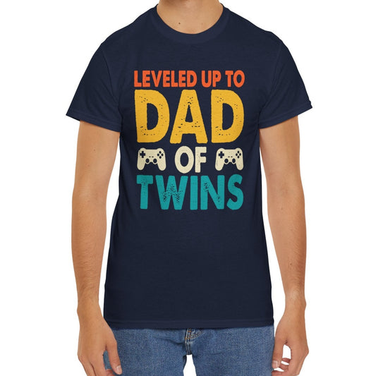 Leveled Up Dad of Twins | Cotton Tee - Kim’s Signature Beauty & Accessories    
