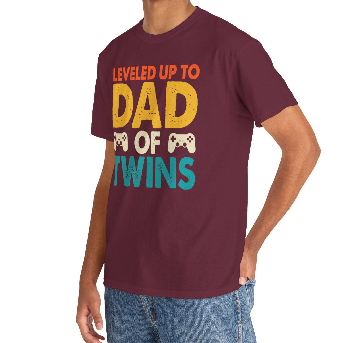 Leveled Up Dad of Twins | Cotton Tee - Kim’s Signature Beauty & Accessories    