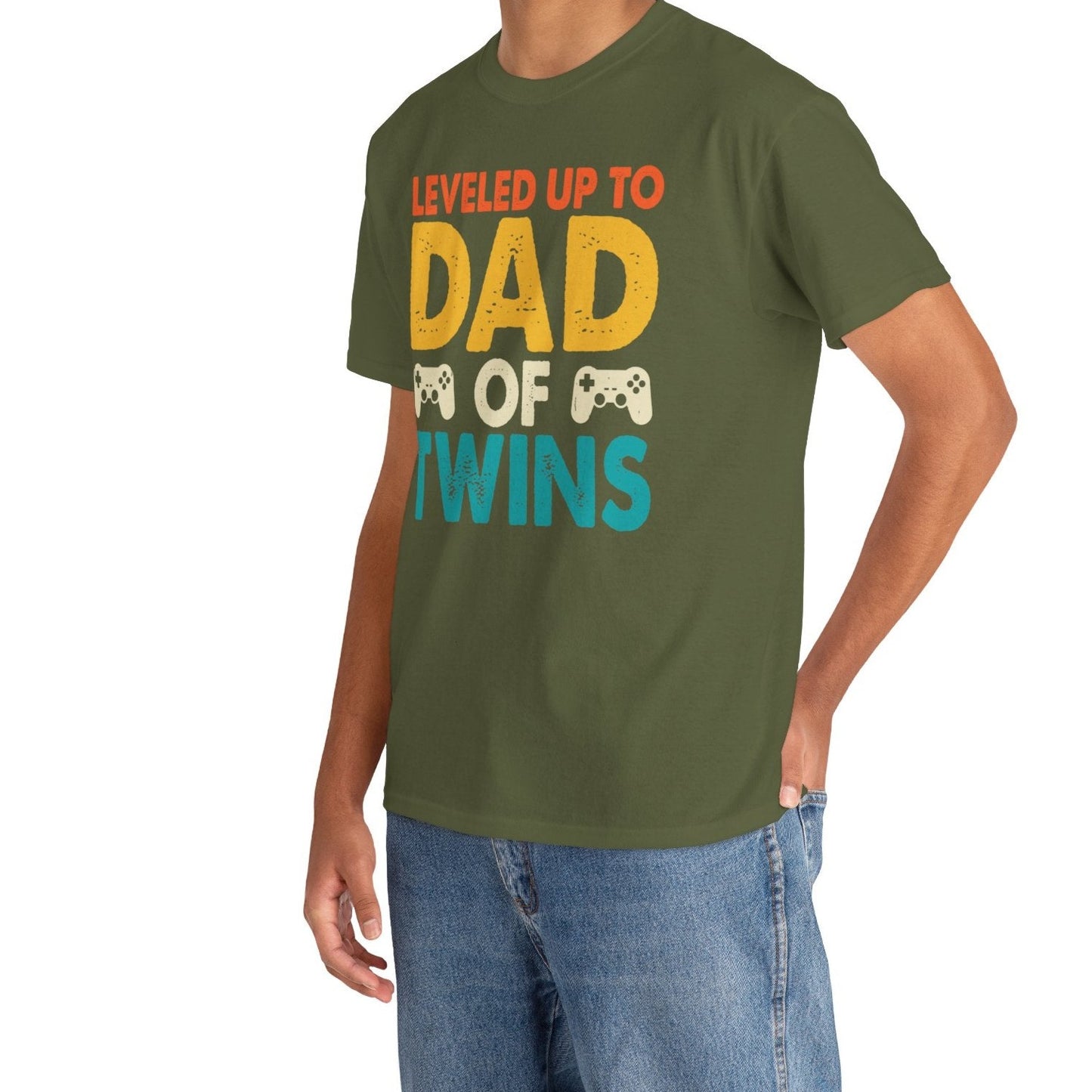 Leveled Up Dad of Twins | Cotton Tee - Kim’s Signature Beauty & Accessories    