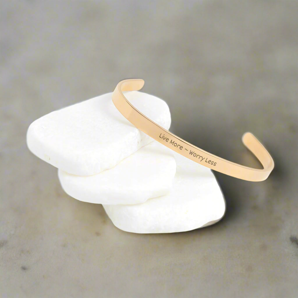 Live More ~ Worry Less Cuff Bracelet - Kim’s Signature Beauty & Accessories    