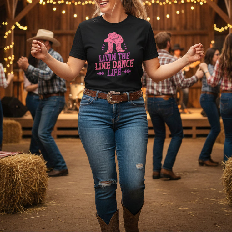 Livin’ the Line Dance Life –Country Cotton Tee 1 - Kim’s Signature Beauty & Accessories    