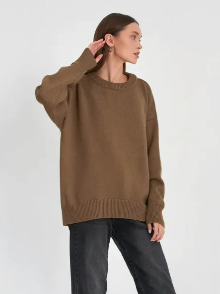 Loose Crew Neck Sweater - Kim’s Signature Beauty & Accessories    
