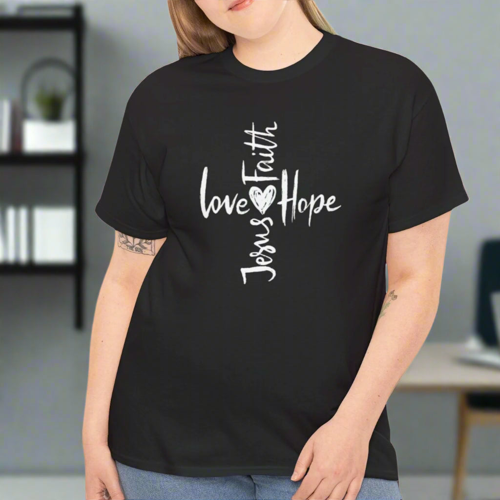 Love, Hope & Strength Tee – Motivational Cross Design - Kim’s Signature Beauty & Accessories    