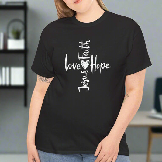 Love, Hope & Strength Tee – Motivational Cross Design - Kim’s Signature Beauty & Accessories    