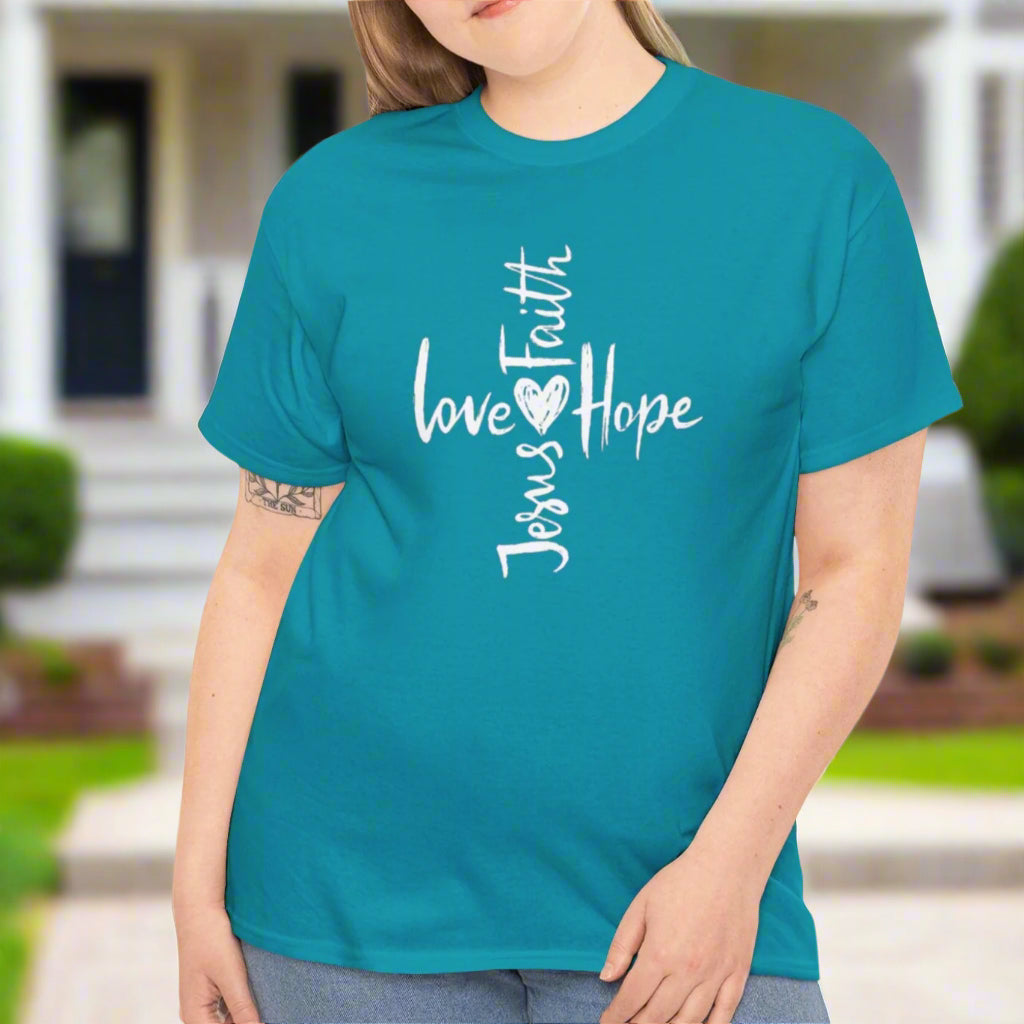 Love, Hope & Strength Tee – Motivational Cross Design - Kim’s Signature Beauty & Accessories    
