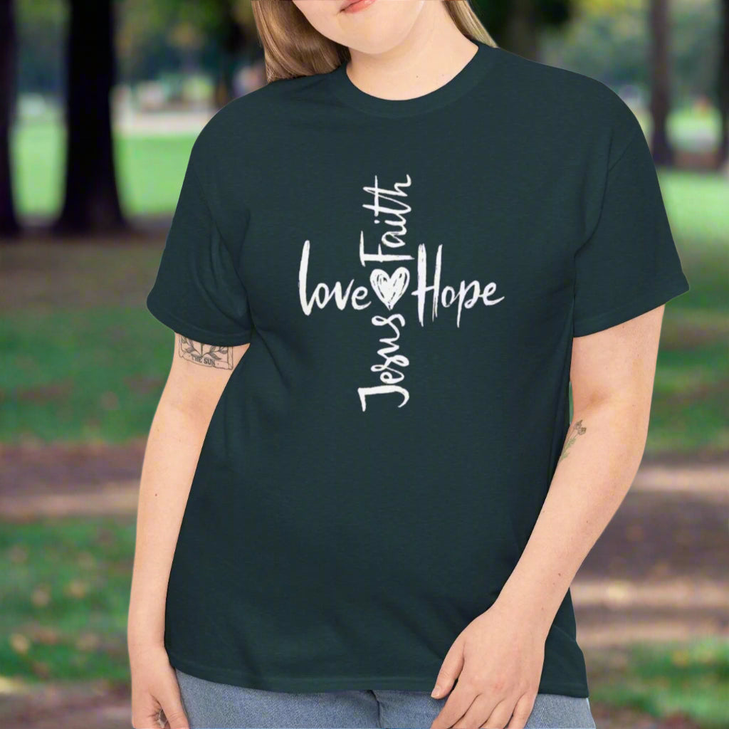 Love, Hope & Strength Tee – Motivational Cross Design - Kim’s Signature Beauty & Accessories    