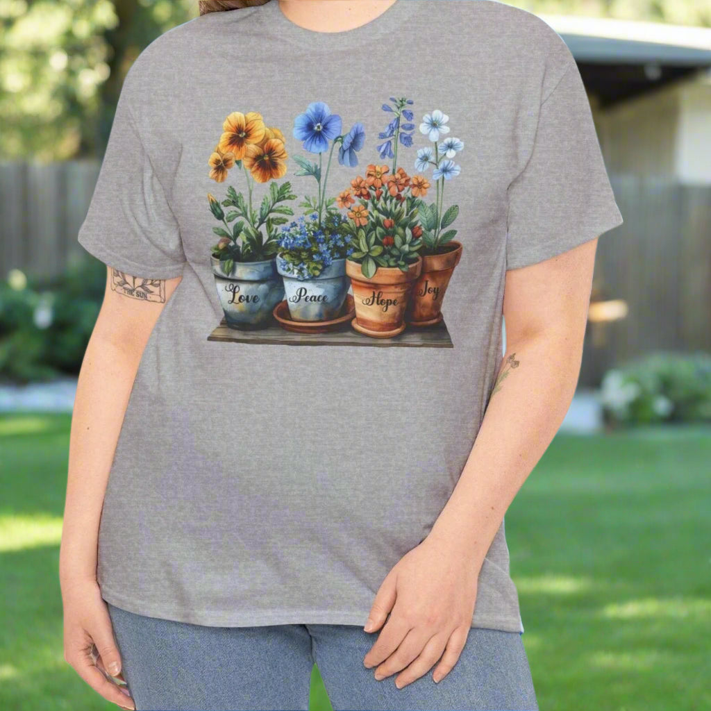 Love, Peace, Hope, Joy Cotton Tee - Kim’s Signature Beauty & Accessories    