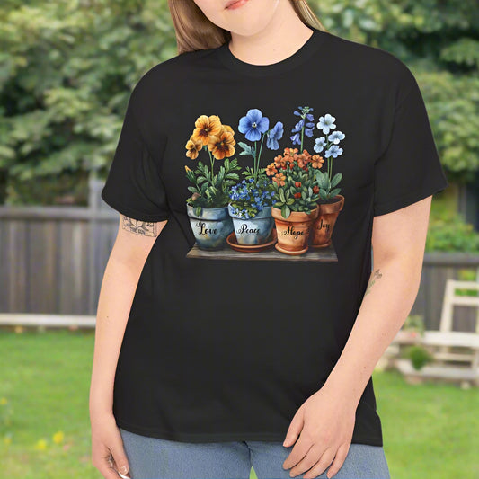 Love, Peace, Hope, Joy Cotton Tee - Kim’s Signature Beauty & Accessories    