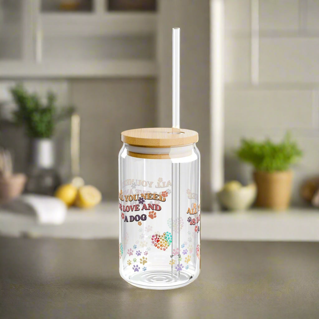 Love and a Dog | Sipper Glass, 16oz - Kim’s Signature Beauty & Accessories    