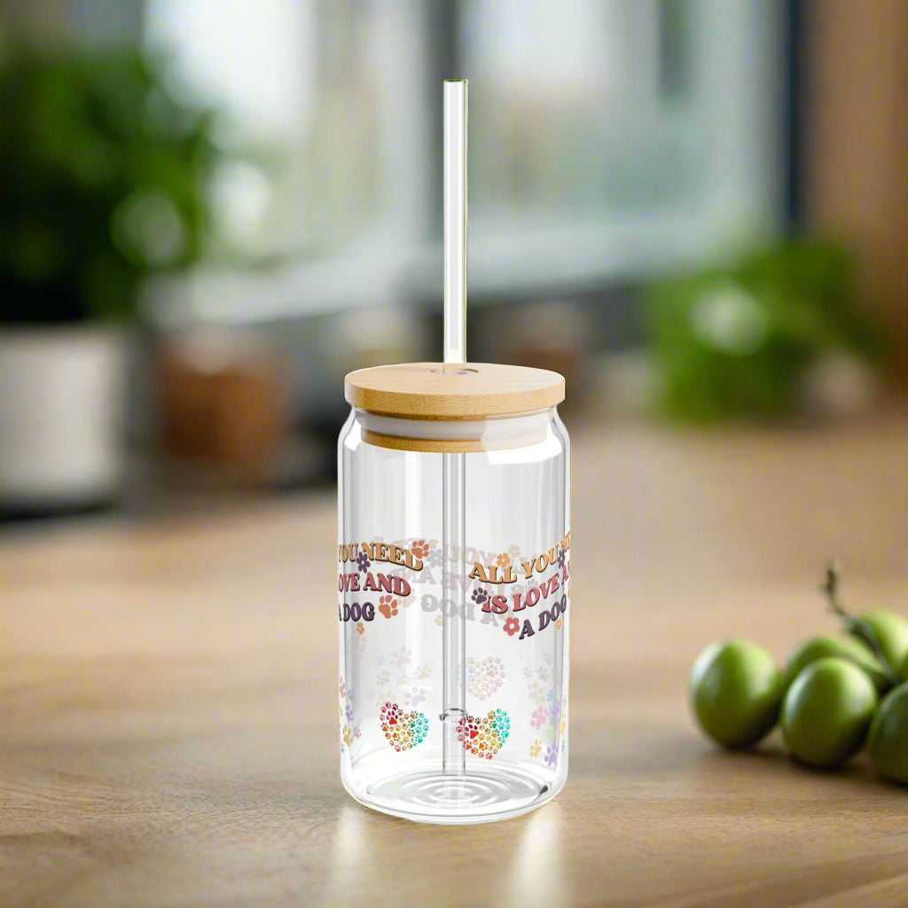 Love and a Dog | Sipper Glass, 16oz - Kim’s Signature Beauty & Accessories    