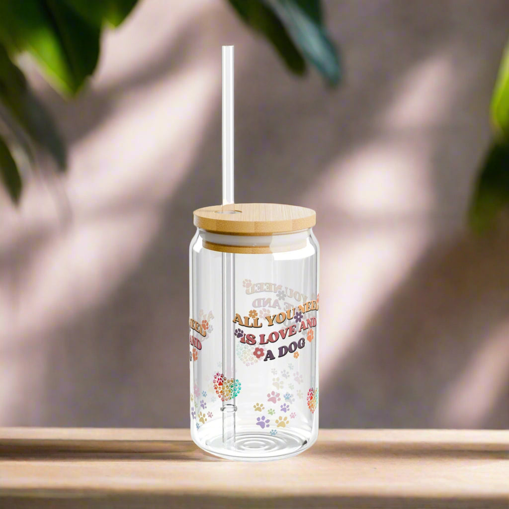 Love and a Dog | Sipper Glass, 16oz - Kim’s Signature Beauty & Accessories    