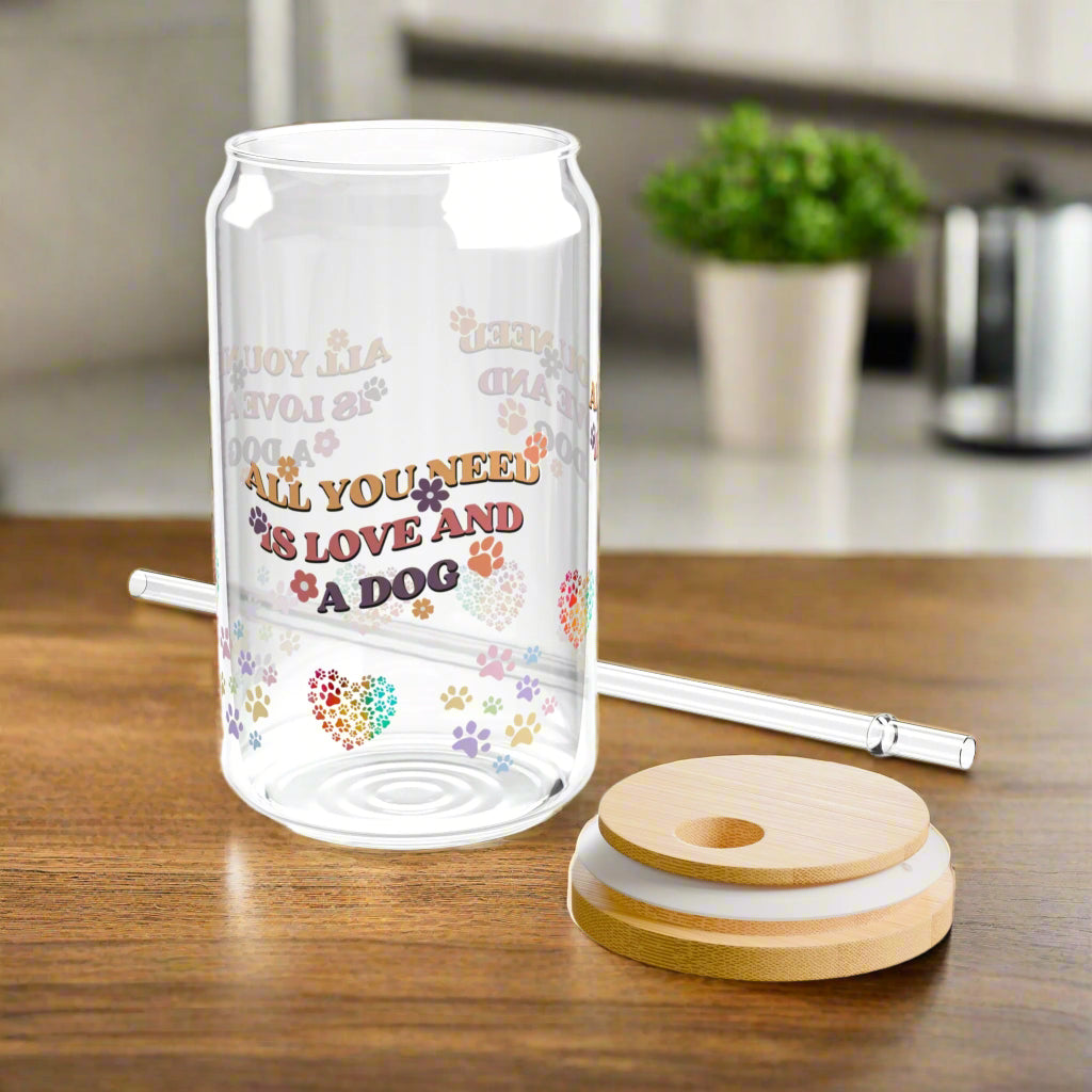 Love and a Dog | Sipper Glass, 16oz - Kim’s Signature Beauty & Accessories    