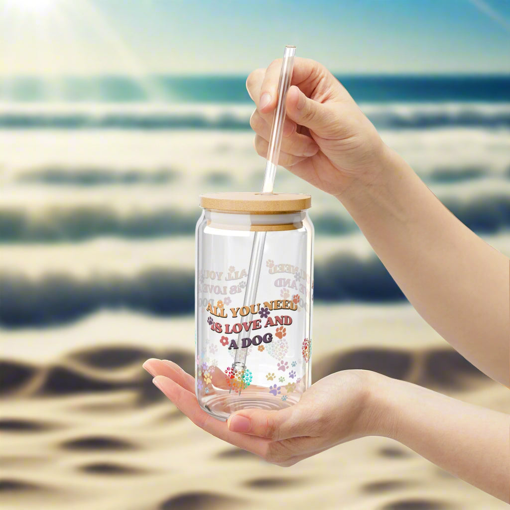 Love and a Dog | Sipper Glass, 16oz - Kim’s Signature Beauty & Accessories    