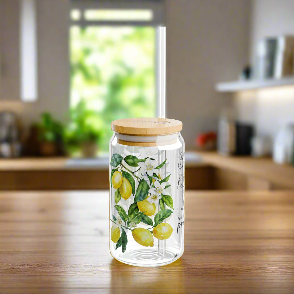 Luke 1:45 Blessed Lemon Sipper Glass - 16oz - Kim’s Signature Beauty & Accessories    