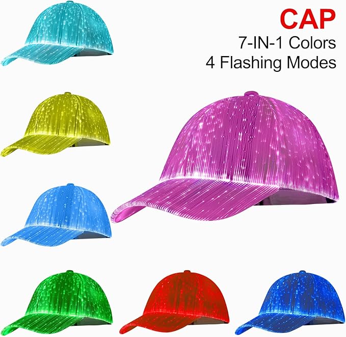 Luminous LED Light Fiber Baseball Cap – Stylish, Breathable, & Eye-Catching - Kim’s Signature Beauty & Accessories    