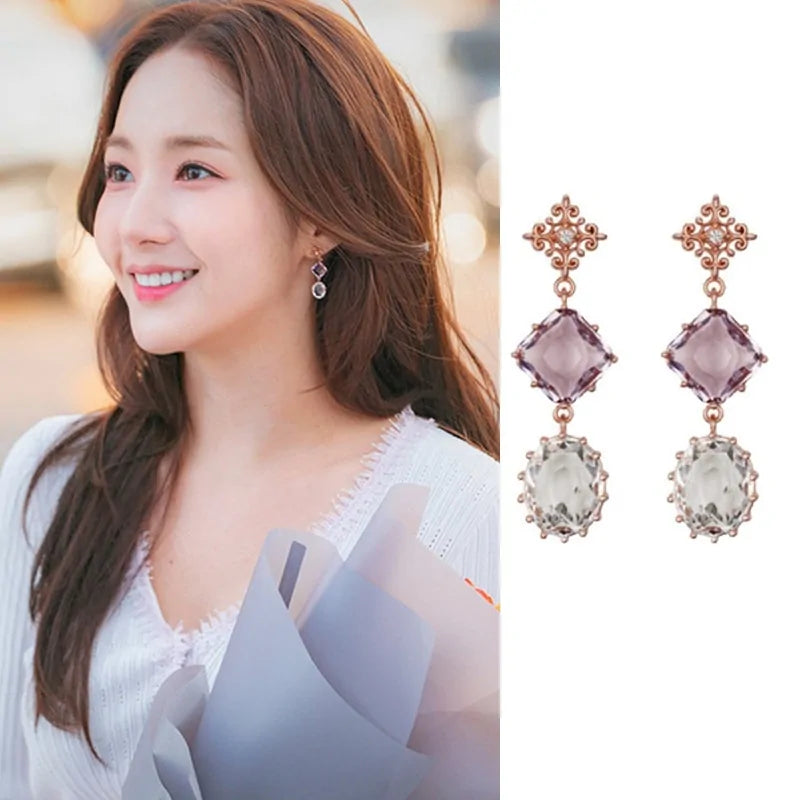 MENGJIQIAO 2019 Korean TV Star Crystal Tassel Drop Earrings for Women Party Jewelry - Kim’s Signature Beauty & Accessories    