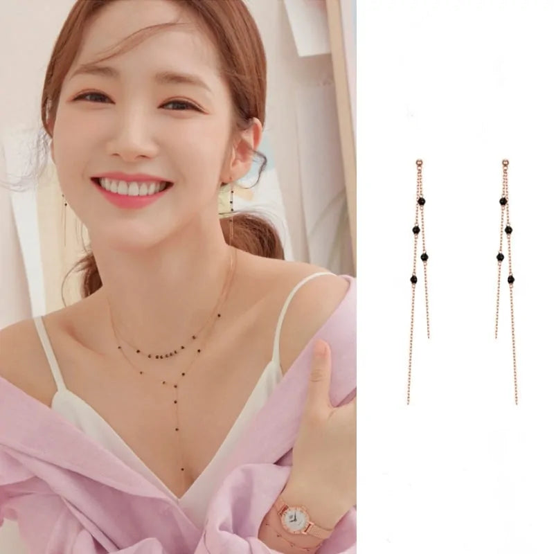 MENGJIQIAO 2019 Korean TV Star Crystal Tassel Drop Earrings for Women Party Jewelry - Kim’s Signature Beauty & Accessories    