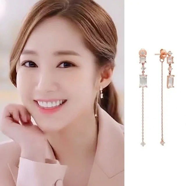MENGJIQIAO 2019 Korean TV Star Crystal Tassel Drop Earrings for Women Party Jewelry - Kim’s Signature Beauty & Accessories    