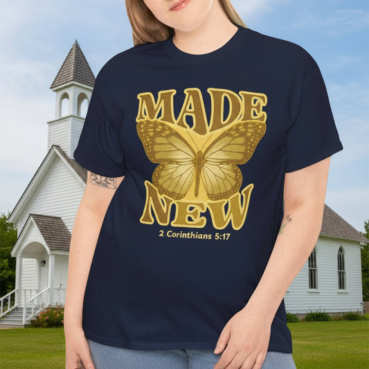 "Made New" Butterfly  2 Corinthians 5:17 Faith Shirt - Kim’s Signature Beauty & Accessories    