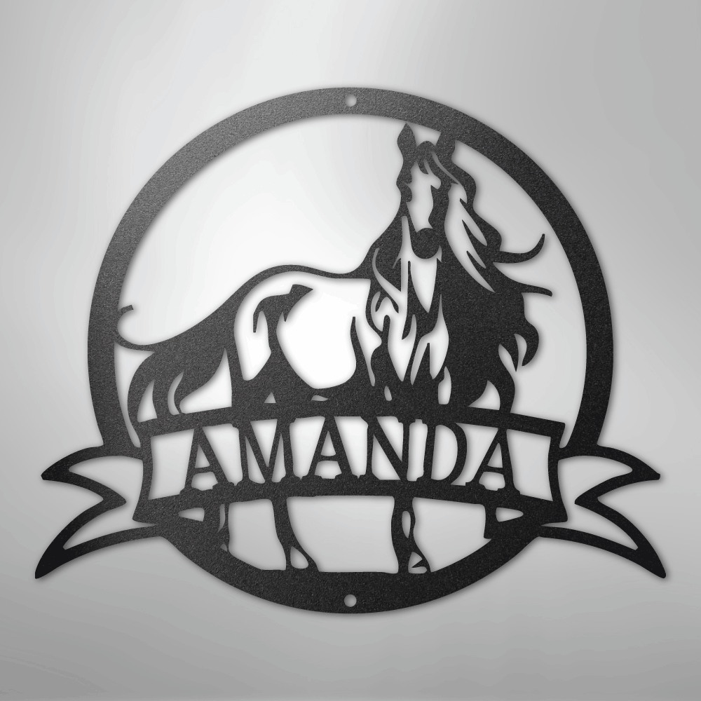 Majestic Horse Monogram - Steel Sign - Kim’s Signature Beauty & Accessories