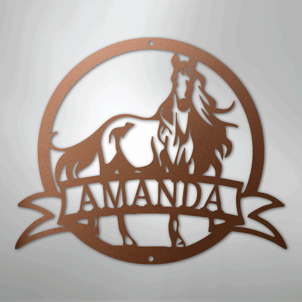 Majestic Horse Monogram - Steel Sign - Kim’s Signature Beauty & Accessories