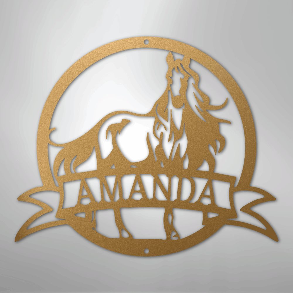 Majestic Horse Monogram - Steel Sign - Kim’s Signature Beauty & Accessories