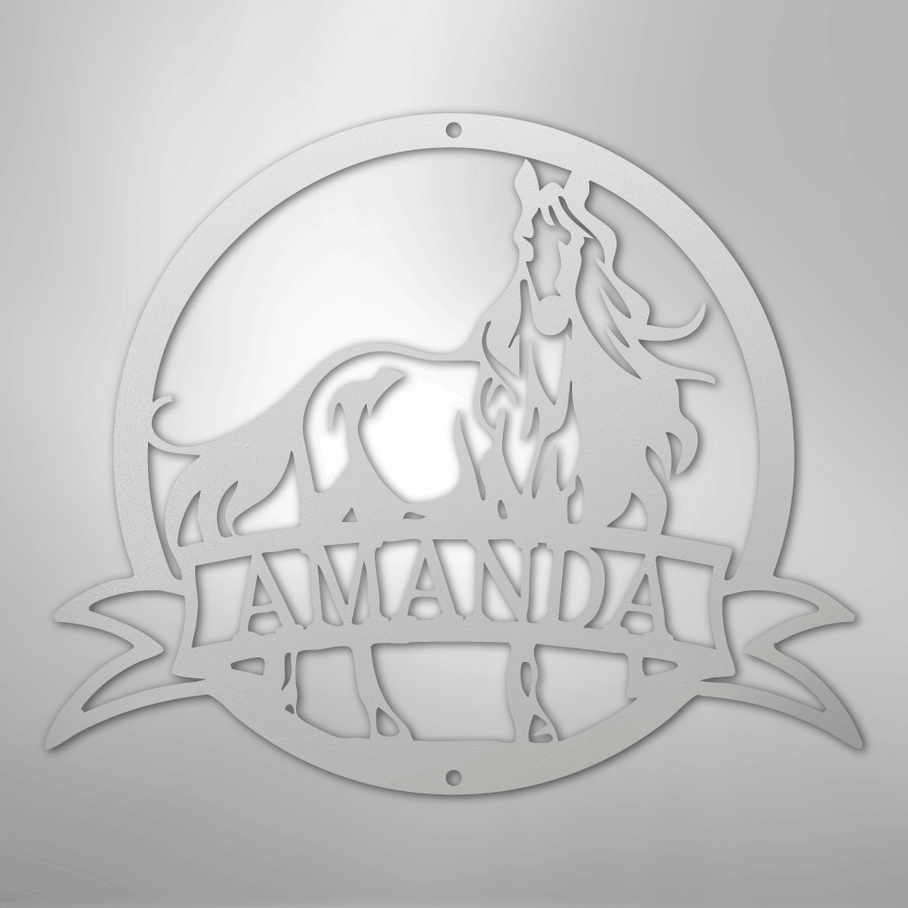 Majestic Horse Monogram - Steel Sign - Kim’s Signature Beauty & Accessories