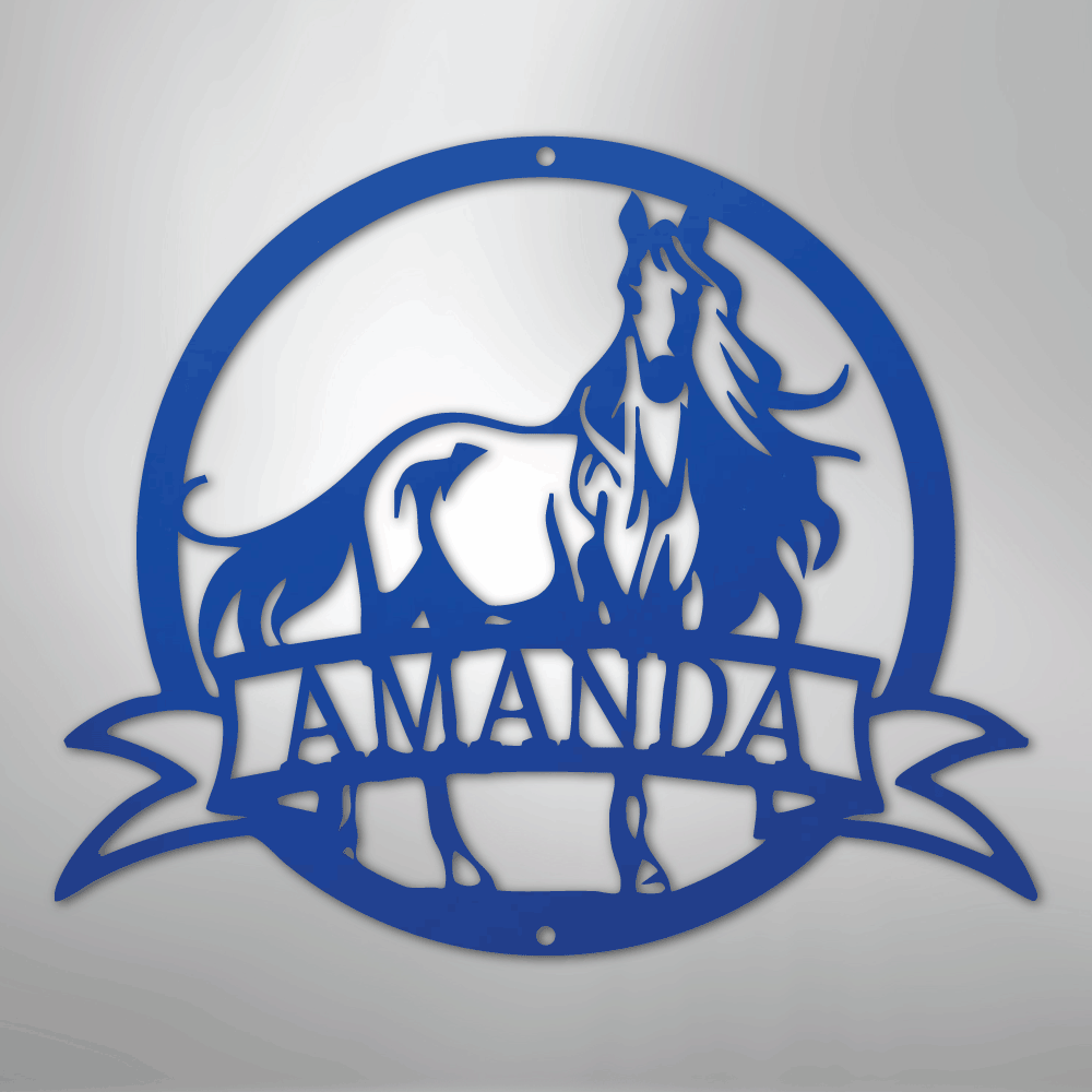 Majestic Horse Monogram - Steel Sign - Kim’s Signature Beauty & Accessories