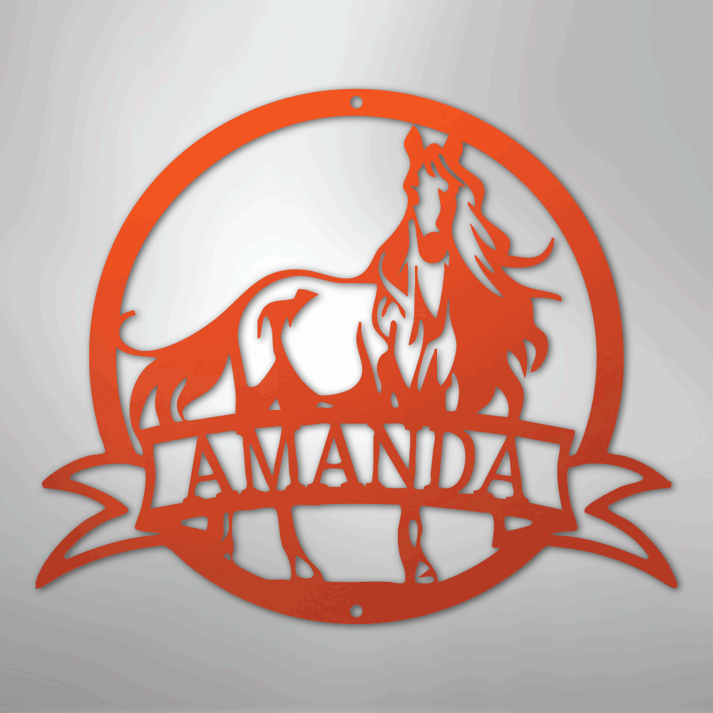 Majestic Horse Monogram - Steel Sign - Kim’s Signature Beauty & Accessories