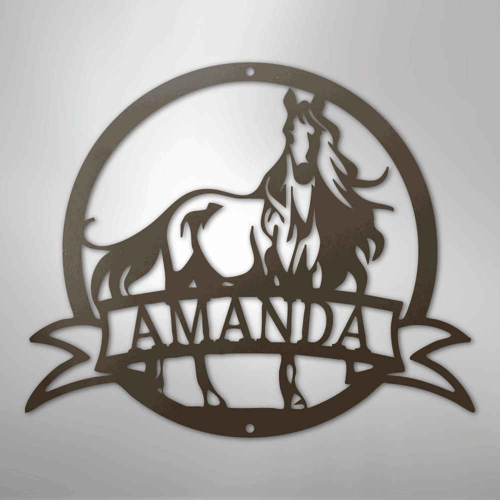 Majestic Horse Monogram - Steel Sign - Kim’s Signature Beauty & Accessories