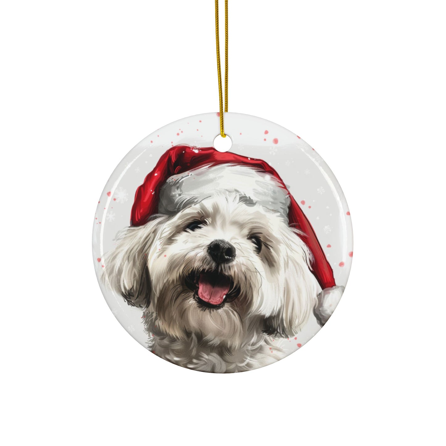 Maltese Santa -Ceramic Ornament, 2-Side Print - Kim’s Signature Beauty & Accessories    