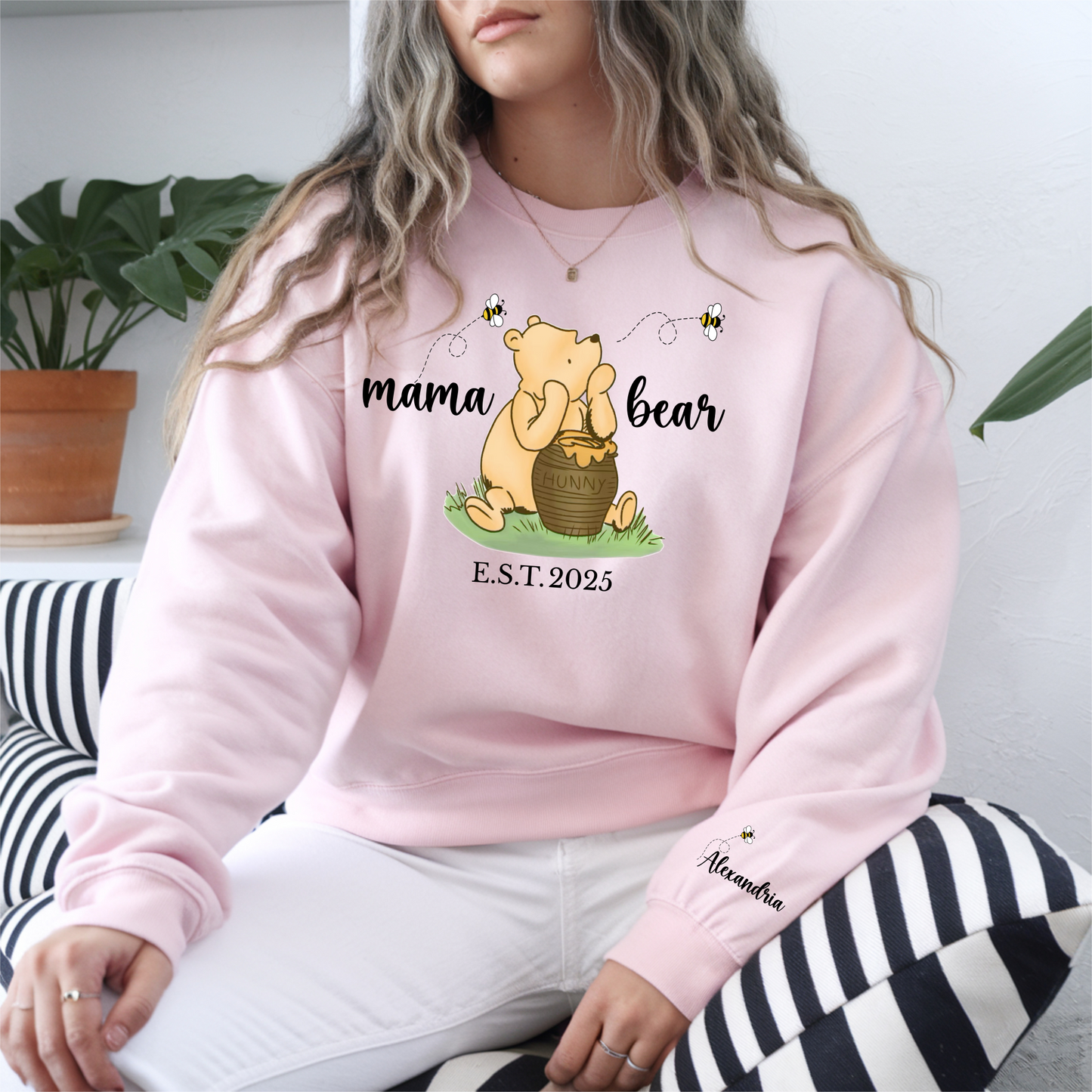 Mama Bear Personalized Sweatshirt – Pooh Bear, Honey & Bees - Kim’s Signature Beauty & Accessories    