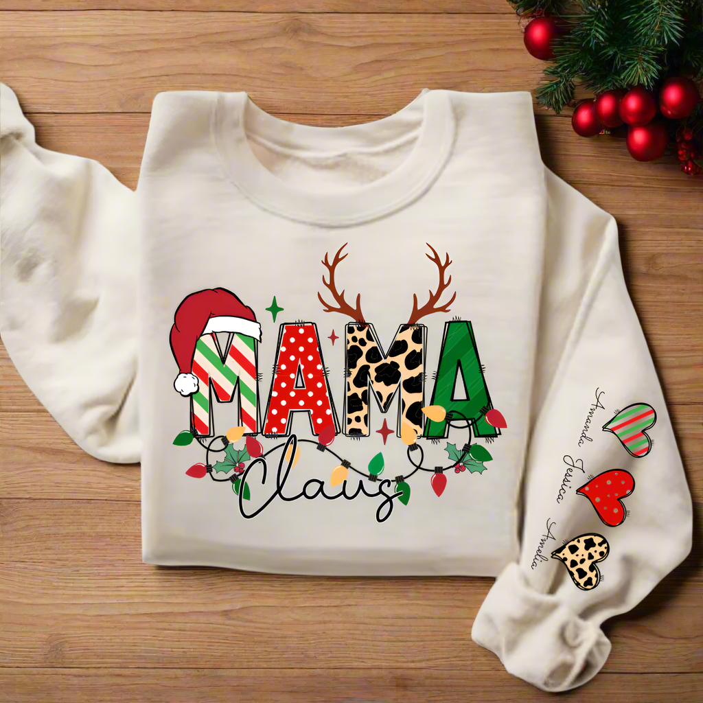 Mama Claus (Personalize Kids Names) Sweatshirt - Kim’s Signature Beauty & Accessories    