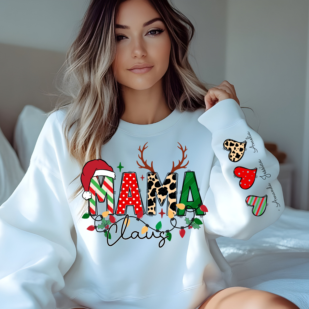 Mama Claus (Personalize Kids Names) Sweatshirt - Kim’s Signature Beauty & Accessories    