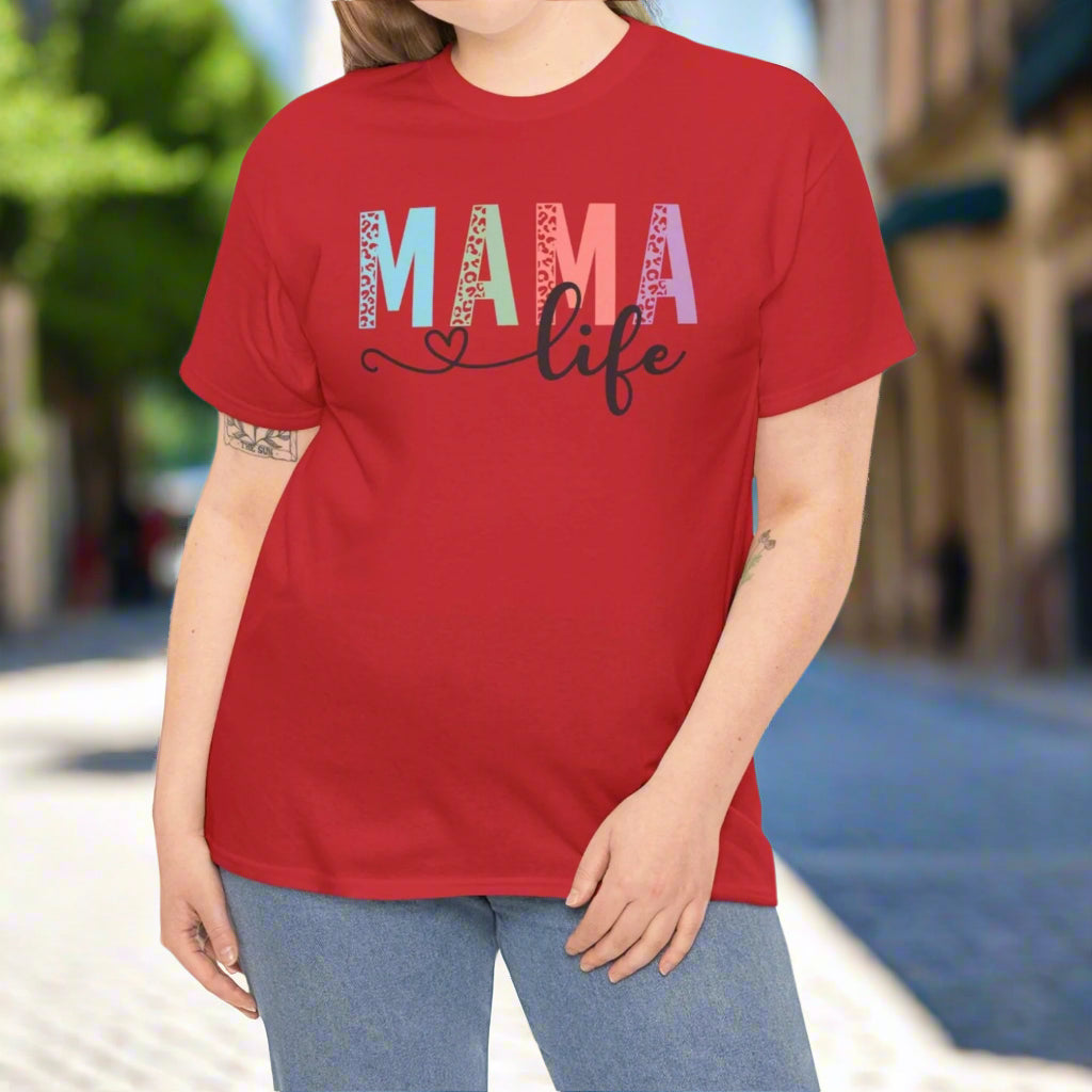 Mama Life  – Colorful Leopard Print Graphic Tee for Moms - Kim’s Signature Beauty & Accessories    