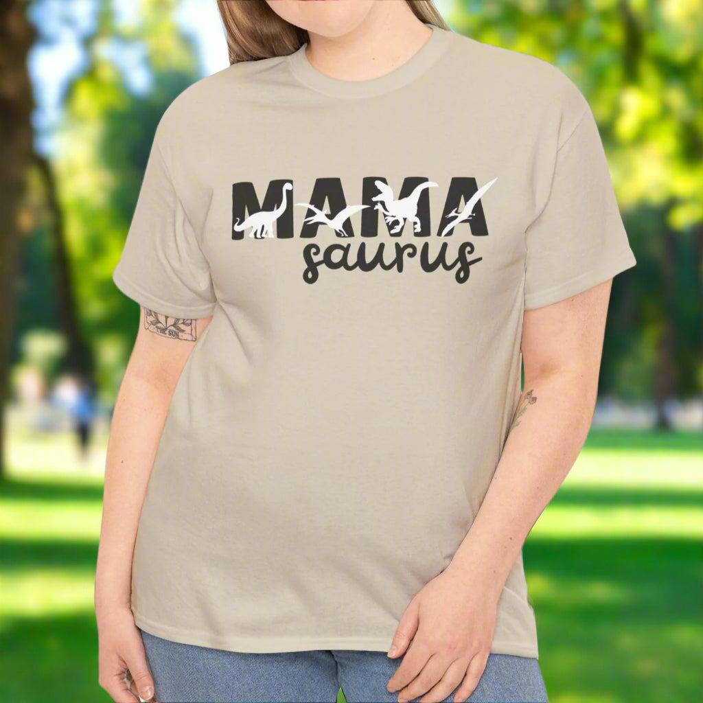 Mama Saurus Cotton Tee, Fun Mom Shirt - Kim’s Signature Beauty & Accessories    