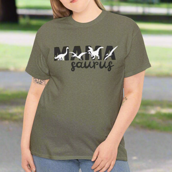 Mama Saurus Cotton Tee, Fun Mom Shirt - Kim’s Signature Beauty & Accessories    