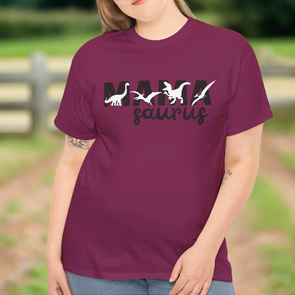 Mama Saurus Cotton Tee, Fun Mom Shirt - Kim’s Signature Beauty & Accessories    