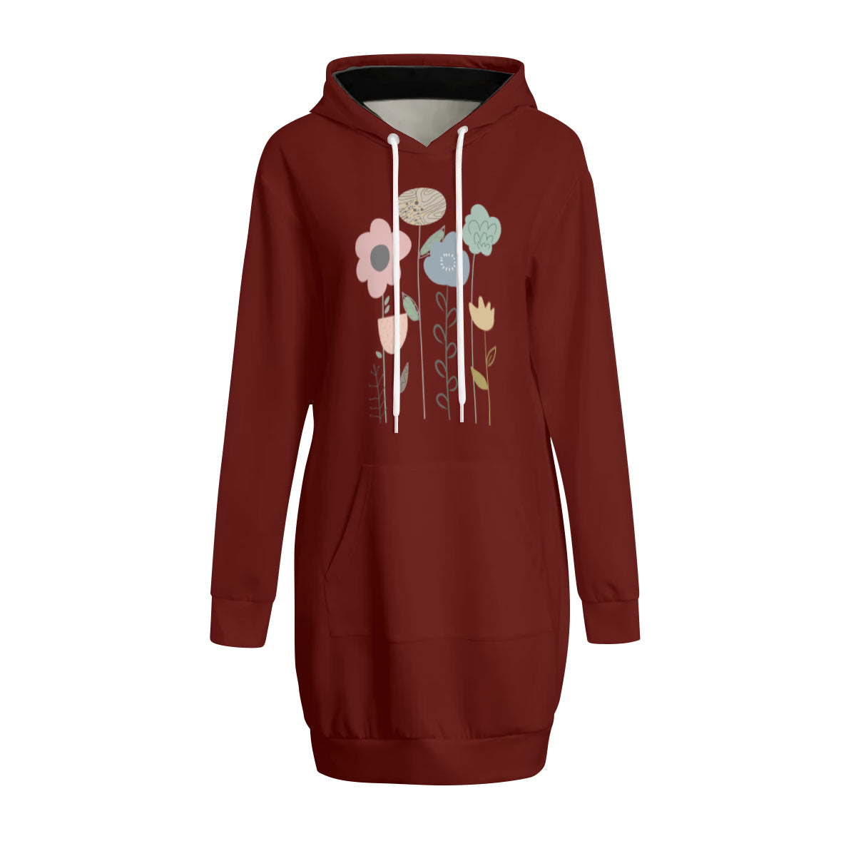 Maroon Floral Hoodie Sweat Dress - Kim’s Signature Beauty & Accessories    