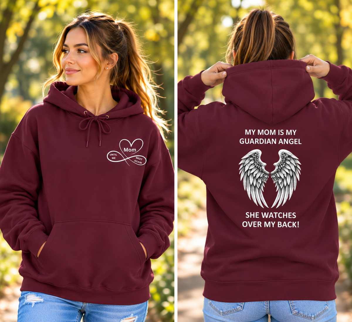 My Mom Is My Guardian Angel Hoodie – Memorial Angel Wings & Infinity Heart Sweatshirt