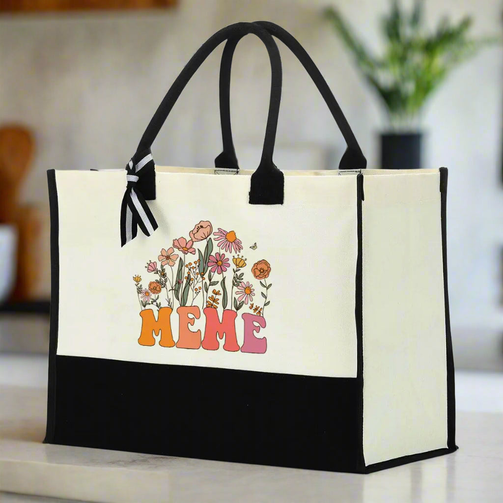 Meme Floral Waterproof Tote Bag - Kim’s Signature Beauty & Accessories    