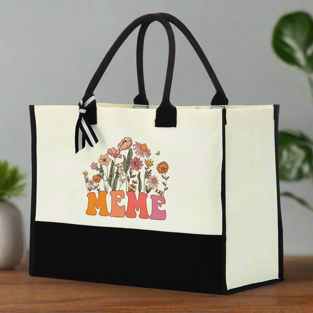 Meme Floral Waterproof Tote Bag - Kim’s Signature Beauty & Accessories    