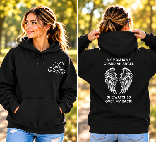 My Mom Is My Guardian Angel Hoodie – Memorial Angel Wings & Infinity Heart Sweatshirt