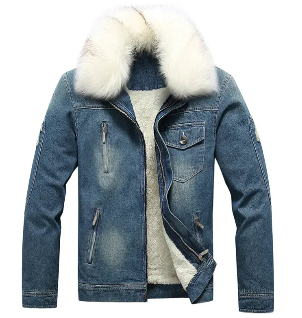 Men's Winter Fur-Lined Denim Jacket - Kim’s Signature Beauty & Accessories    