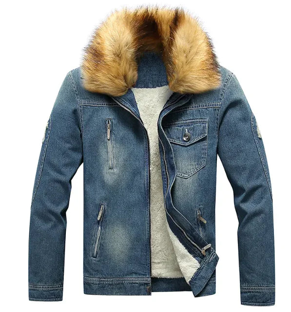 Men's Winter Fur-Lined Denim Jacket - Kim’s Signature Beauty & Accessories    