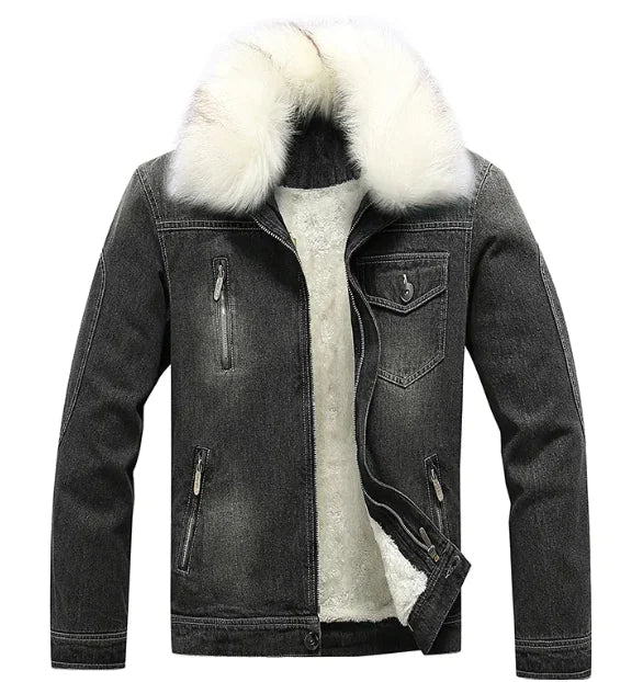 Men's Winter Fur-Lined Denim Jacket - Kim’s Signature Beauty & Accessories    