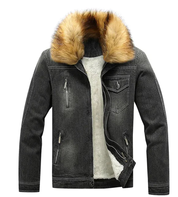 Men's Winter Fur-Lined Denim Jacket - Kim’s Signature Beauty & Accessories    
